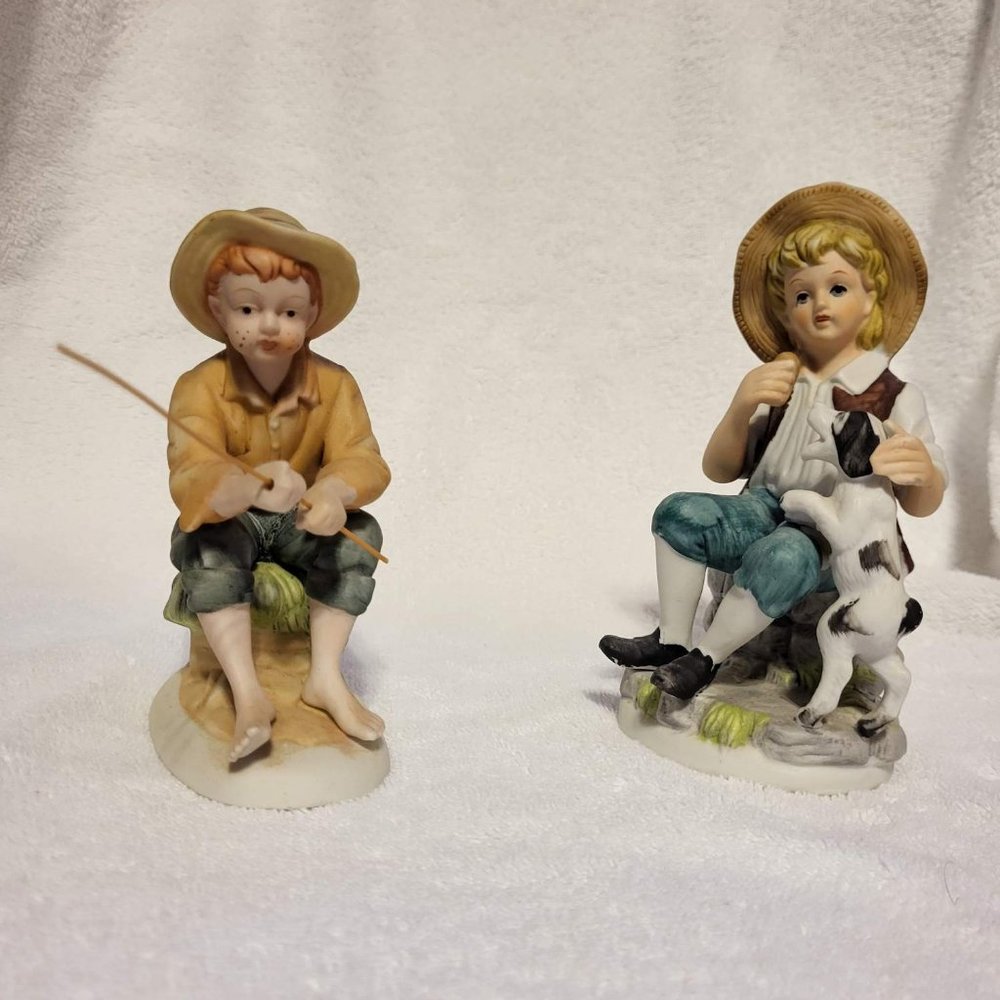Vintage Porcelain Boy figurines, Two